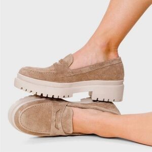 Portland Leather Patina Taupe Platform Loafers